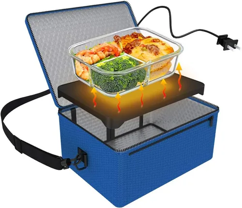 Miniatura 10 de Horno portátil, calentador de alimentos portátil de 110V, horno portátil personal, mini lonchera eléctrica calentada para recalentar y cocinar Negro