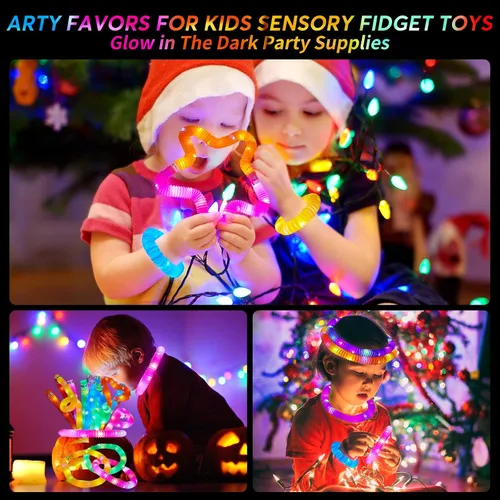 Miniatura 6 de 24 tubos LED para estallar, tubos luminosos que brillan en la oscuridad, suministros de fiesta que brillan en la oscuridad, juguetes sensoriales