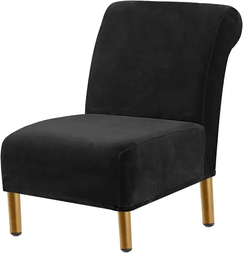 Miniatura 15 de Funda para silla decorativa sin brazos, de terciopelo elástico, extraíble, lavable, protector moderno de muebles con parte inferior elástica