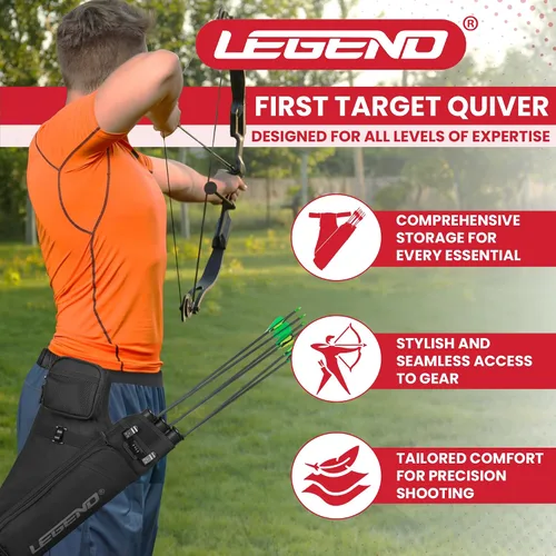 Miniatura 2 de LEGEND First Archery - Funda para flechas, carcaj de cadera con cinturón ajustable y 3 tubos de flecha, material de nailon duradero con ranura en T