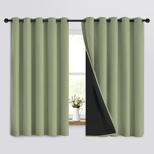 Miniatura 322 de Yakamok Cortinas negras, cortinas de ventana con aislamiento térmico y eficiencia energética para dormitorio, cortinas opacas completas y cortinas