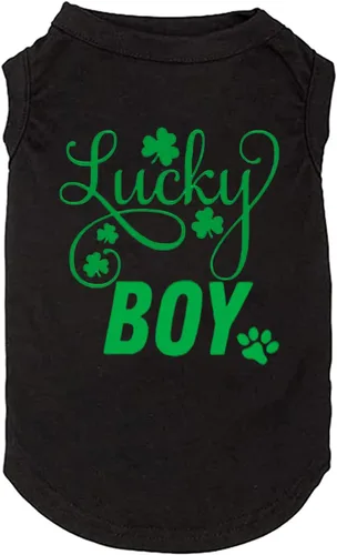 Ropa para perros, camisa de trébol con letras impresas para niño pequeño y grande, chaleco para cachorro, disfraz del día de San Patricio (L,
