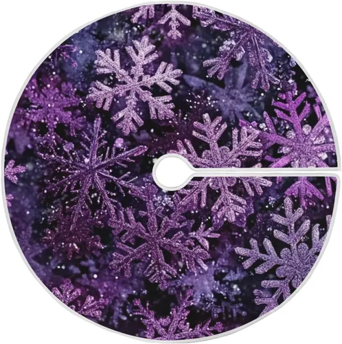 Miniatura 12 de Falda de Árbol de Navidad Azul y Morada con Copo de Nieve, Alfombra de Árbol de Temporada para Fiestas y Vacaciones, Suministros para Decoración