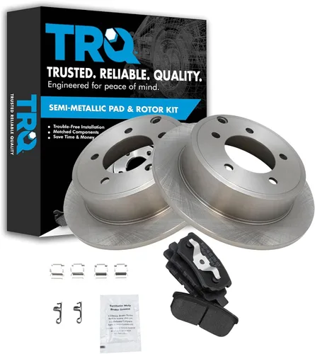 Miniatura 50 de TRQ Juego de pastillas de freno semimetálicas traseras y rotores compatibles con Chevrolet Trailblazer 02-06 Trailblazer EXT 04-06 SSR 02-07 GMC