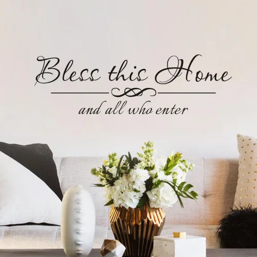 Miniatura 3 de Bless This Home and All Who Enter - Calcomanías de letras con cita para la entrada del hogar, calcomanías de letras bendecidas, decoración