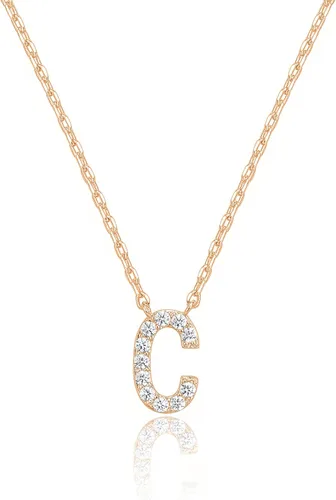 Miniatura 66 de PAVOI 14K White Gold Plated Cubic Zirconia Initial Necklace Letter Dainty Necklaces for Women