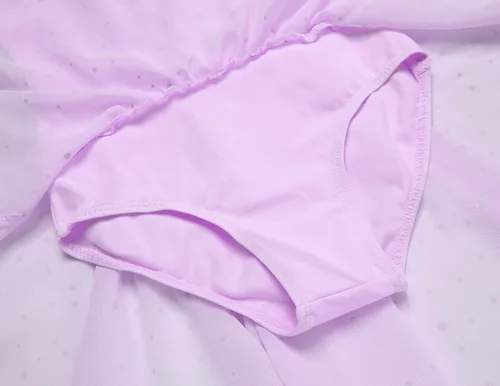 Miniatura 6 de Zaclotre Leotardo de ballet para niñas, de manga larga, trajes de bailarina, con falda alta y baja, vestido de baile para 3 a 11 años