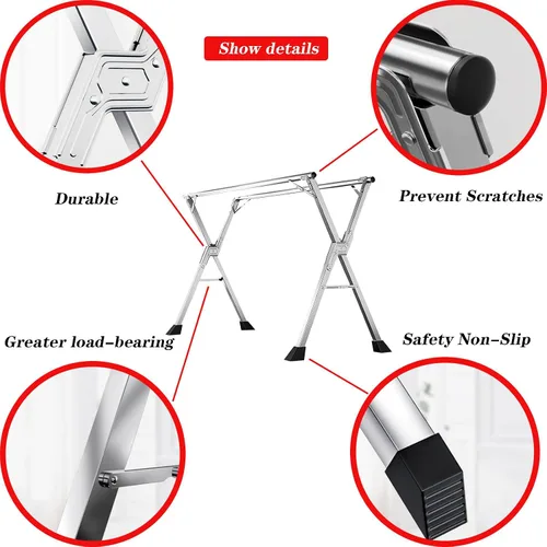 Miniatura 3 de Clothes Drying Rack Folding Indoor,Garment Racks for Hanging Clothes Heavy Duty,Laundry Standing Shelf,Stainless Steel Laundry Stand,Saves