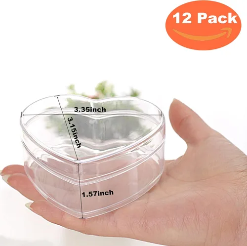 Miniatura 2 de Cajas de acrílico de 12 piezas, caja de corazón de acrílico transparente con tapas, cubo de cristal en forma de corazón, caja de almacenamiento