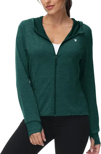 Miniatura 23 de TBMPOY Chaquetas con capucha y protección solar UPF 50+ para mujer, ligeras, de manga larga, para senderismo, exteriores, con cremallera completa
