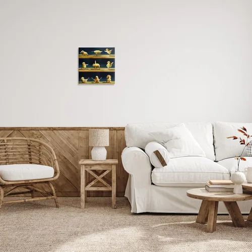 Miniatura 2 de Stupell Industries Lienzo decorativo para pared con diseño de pollitos de yoga y animales de granja, diseño de Lucia Heffernan, 17 x 17 pulgadas
