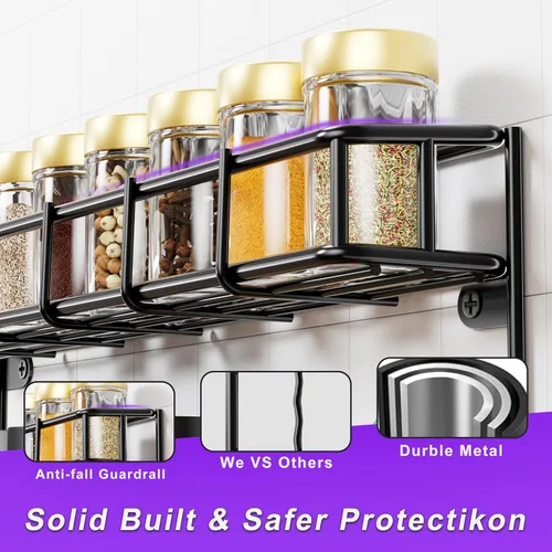 Miniatura 3 de SUFAUY Estante de especias montado en la pared, estante de metal resistente de 6 niveles para despensa de cocina, color blanco