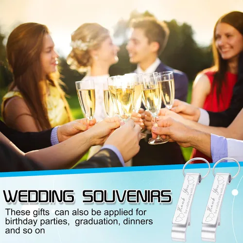 Miniatura 4 de Dandat 100 llaveros para abridor de botellas, regalos de boda personalizados para invitados de aluminio, para vino, cerveza, grabado, regalos