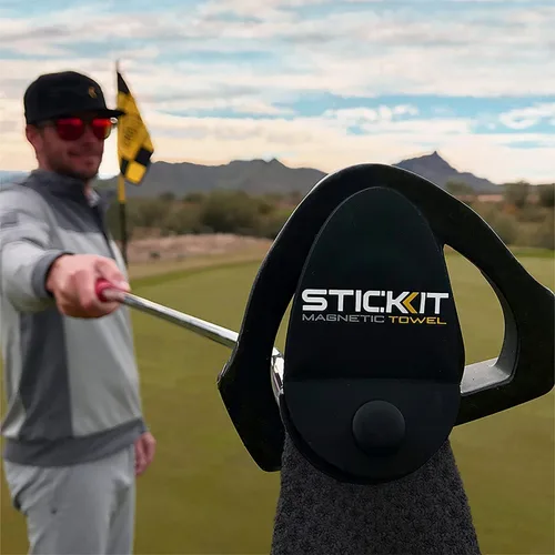 Miniatura 5 de STICKIT Toalla de golf magnética – Ultra absorbente con tejido de gofre de microfibra e imán extraíble – Toalla de golf con imán para bolsas, palos