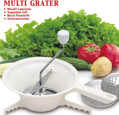 Miniatura 3 de Molino de alimentos de acero inoxidable con 3 discos de molienda, molino rotatorio de alimentos para salsa de tomate, puré de manzana, puré de papas