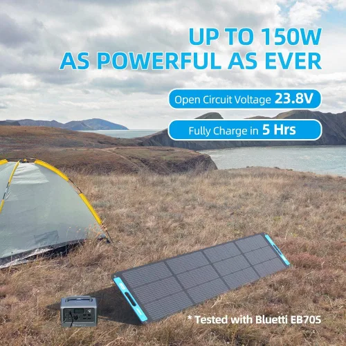 Miniatura 3 de XTAR SP150 Panel solar portátil de 150 W para estación de energía, cargador solar plegable con soporte ajustable, panel altamente eficiente