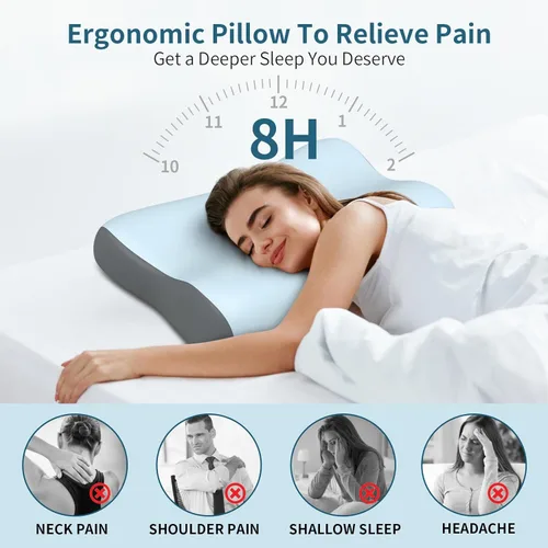 Miniatura 3 de Almohada cervical para el cuello, almohadas de espuma viscoelástica de contorno para aliviar el dolor de cuello, almohada ergonómica para dormir