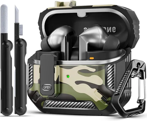 Miniatura 34 de Lock Fit Diseñado para Samsung Galaxy Buds3 FE (2025) / Buds3 Pro (2024) / Funda Buds 3 (2024), con kit de limpieza Cuerpo completo Resistente a