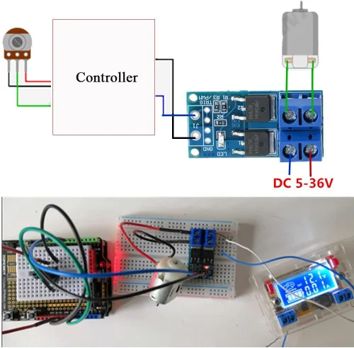 Miniatura 5 de 5PCS DC 5V-36V 15A (Max 30A) 400W Dual High-Power MOSFET Trigger Switch Drive Module 0-20KHz PWM Ajuste Interruptor Electrónico Tablero de Control