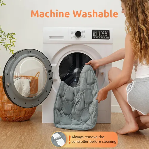 Miniatura 8 de Drewin Almohadilla térmica con peso para relajación y calma, manta eléctrica de terciopelo suave de 7 libras para cuello, hombros y espalda, manta