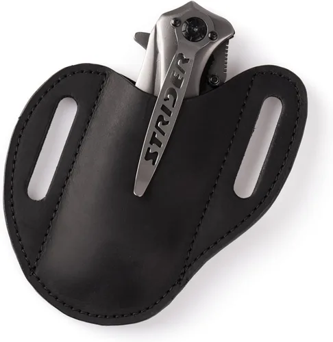 Miniatura 12 de Gentlestache Funda de cuero para cuchillo de bolsillo para cinturón, funda plegable para cuchillo, funda para cinturón EDC, color negro compacto
