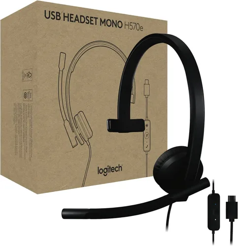 Miniatura 5 de Logitech H570e Auriculares con cable, auriculares mono con micrófono con cancelación de ruido, USB, controles en línea con botón de silencio