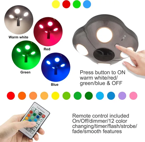 Miniatura 3 de Luz de sombrilla funciona con pilas, 16 luces RGB que cambian de color para sombrilla de patio con control remoto, luces exteriores debajo