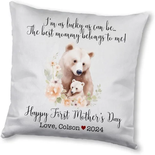 Miniatura 5 de Mother's Day Bear, First Mother's Day Custom Pillowcase, Personalized Mother's Day Pillowcase, Gift for Mom, Home Decor