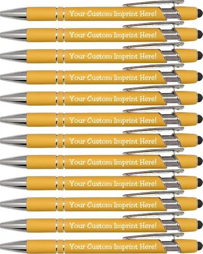 Miniatura 11 de ExpressDesigns™ - Bolígrafos personalizados pastel premium con lápiz óptico Bolígrafos personalizados de metal suave al tacto con tinta negra