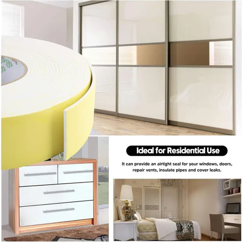 Miniatura 5 de Cinta adhesiva de aislamiento de espuma de alta densidad, sello, puertas, burlete, impermeable, plomería, HVAC, ventanas, tuberías, refrigeración