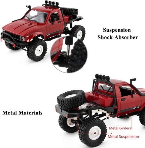 Miniatura 5 de Camión RC Crawler Offroad RC WPL C14 RC Rock Crawler 4x4 1/16 Escala 1/16 Camiones de control remoto, 2.4G Semi Camiones Todo Terreno RTR Hobby RC