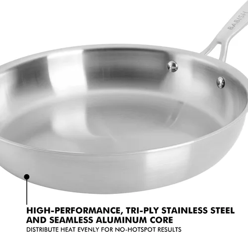 Miniatura 2 de Babish Sartén de Acero Inoxidable de Tres Capas de 10 Pulgadas – Sartén Profesional para Sellar, Saltear y Cocinar Cotidianamente