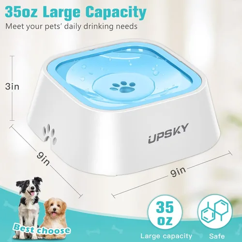 Miniatura 3 de UPSKY Cuenco antideslizante para beber lentamente, dispensador de agua para mascotas sin derrames de 35 onzas para perros y gatos