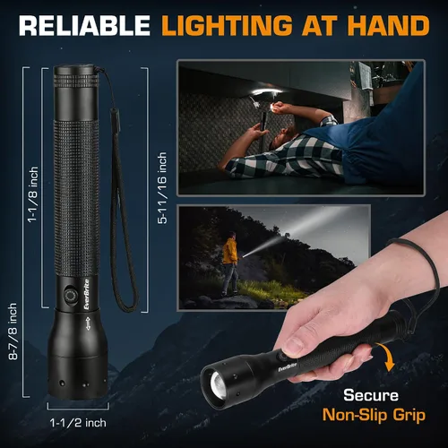 Miniatura 6 de EverBrite Linterna EDC de 2500LM recargable, luz LED súper brillante con función de memoria, indicador de encendido y 3 modos de luz, una potente