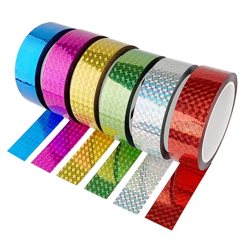 Miniatura 5 de Cinta decorativa, cinta adhesiva, adhesivo para álbumes de recortes, cinta washi de cuadrícula para manualidades, diseño de purpurina láser, azul