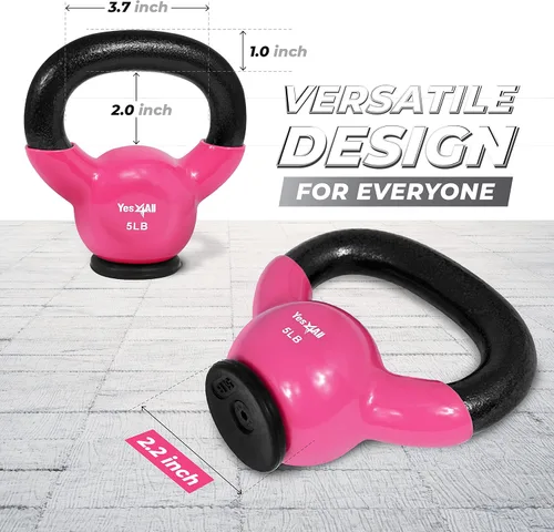 Miniatura 4 de Yes4All Juego de pesas rusas con base de goma, pesas rusas para mujer, pesas rusas de entrenamiento de fuerza (10-65 libras)