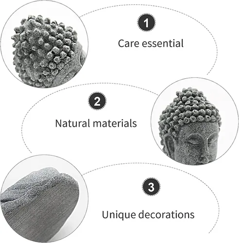 Miniatura 9 de Estatua de Buda para acuario, estatua de Buda de pecera, decoraciones de estatua de Buda de piedra arenisca natural, esculturas de Buda para pecera