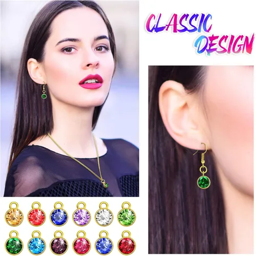 Miniatura 5 de Hicarer 72 piezas cuentas de piedra natal de cristal con dijes para bisutería, cuentas para collar, pulsera, aretes, 7 mm