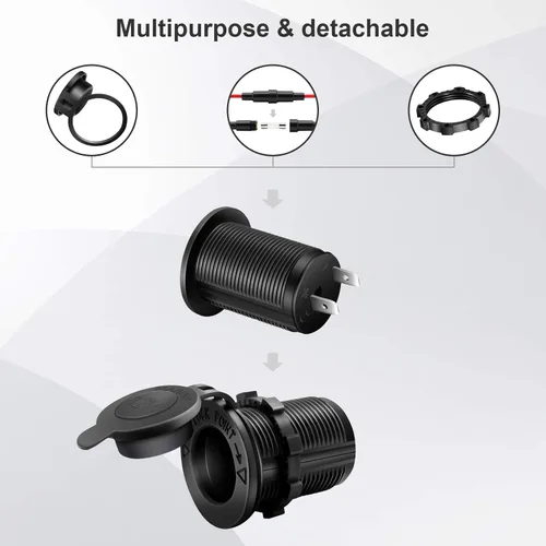 Miniatura 3 de MXRS - Enchufe para encendedor de cigarrillos de 12 V, para coche, motocicleta, todoterreno, RV, toma de corriente, enchufe impermeable, 3