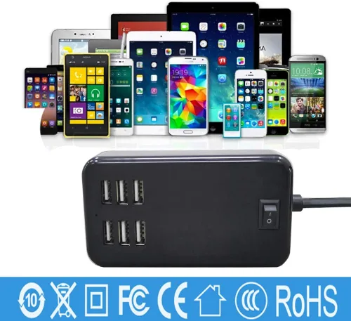 Miniatura 2 de Estación de carga USB, puerto de carga USB de 6 puertos adecuado para teléfonos inteligentes, todos los dispositivos de carga con SBU, cargador