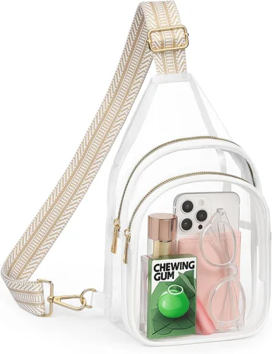 HULISEN Bolso bandolera transparente para eventos de estadio, bolso transparente para mujeres, bolso cruzado aprobado por estadios para fanáticos de