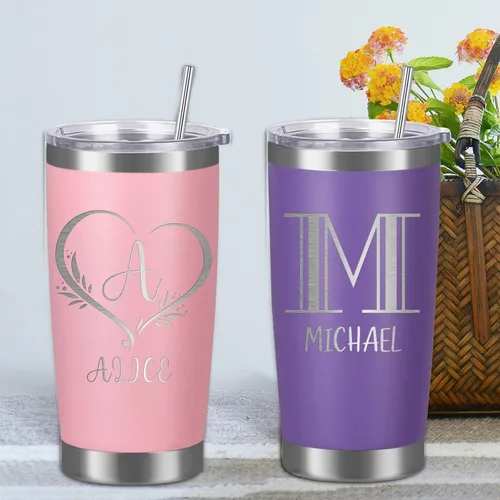 Miniatura 6 de Vasos personalizados con tapa de nombre y pajita, vaso de café aislado personalizado, regalo de Navidad y cumpleaños para hombres, acero inoxidable