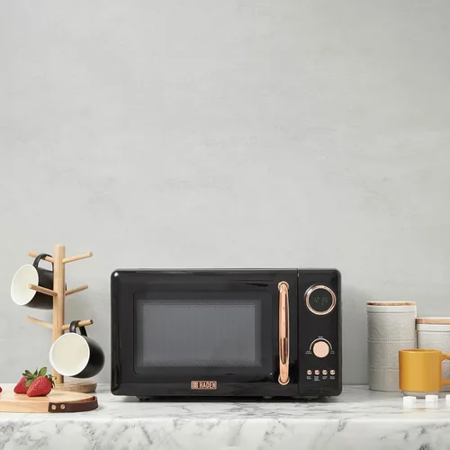 Miniatura 8 de Haden Horno microondas de 700 vatios y 0.7 pies cúbicos con controles digitales, descongelación e inicio instantáneo para encimera