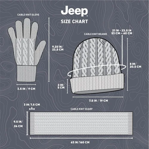 Miniatura 6 de Jeep Conjunto de bufanda, gorro y guantes de punto trenzado de 3 piezas para mujer, talla única