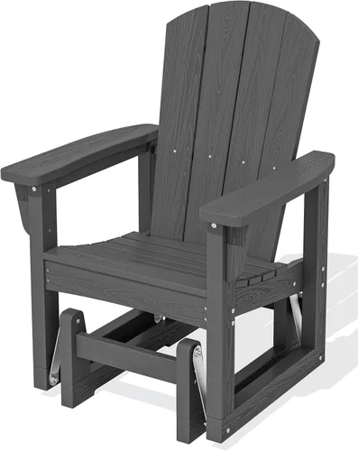 SERWALL Silla planeadora para exteriores, HDPE similar a la madera, para patio, mecedora para todo tipo de clima, para exteriores, gris pizarra