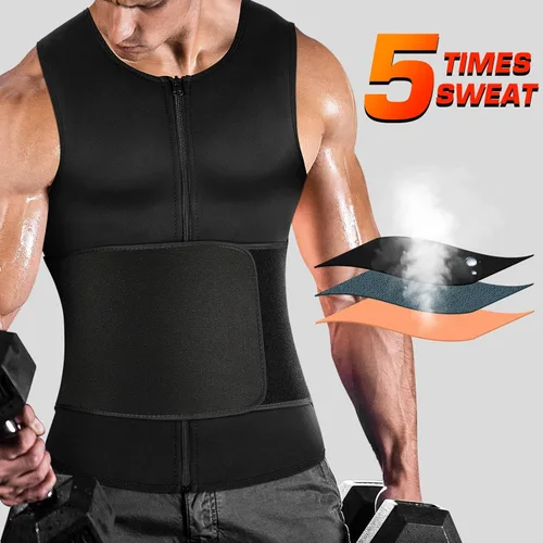 Miniatura 2 de Cimkiz Men's Waist Trainer Sauna Suit Shirt, Gym & Exercise Compression Vest, Sweat-Boosting Workout Top Negro