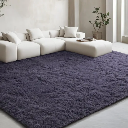 Miniatura 173 de EVOIONOS - Alfombra redonda gris para dormitorio, 5x5 pies; alfombras circulares suaves y esponjosas para sala de estar, alfombras de felpa peludas