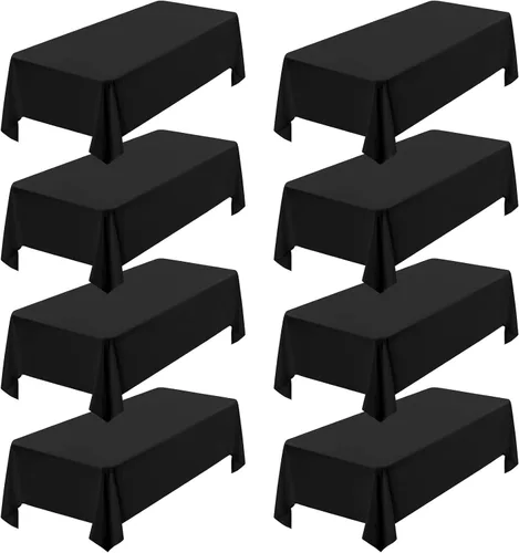 Miniatura 114 de Showgeous Paquete de 4 manteles rectangulares de poliéster de 60 x 102 pulgadas, resistentes a las arrugas, lavables, para bodas, mesas de comedor