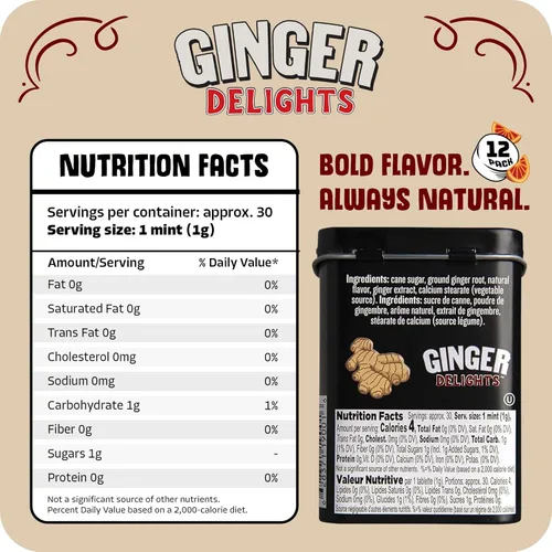 Miniatura 2 de Ginger Delights Dulces de Naranja Sanguina Raíz de Jengibre Molido Genuina, Sabores Naturales Certificado Kosher, Vegano, Sin Gluten Sin