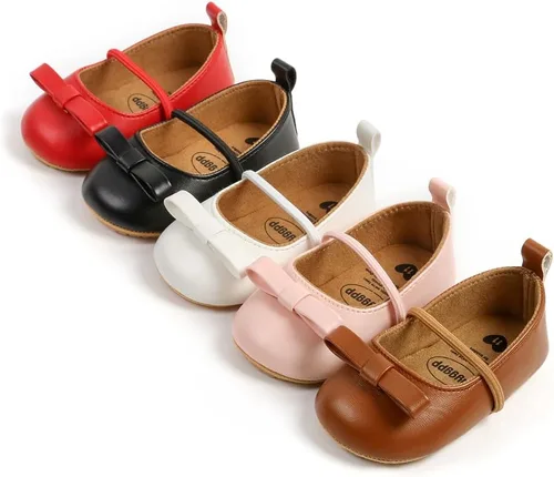 Miniatura 6 de Zapatos planos para bebé niña, zapatos planos para caminar, suela suave, zapatos de princesa Mary Jane, zapatos de vestir de boda, zapatos de cuna